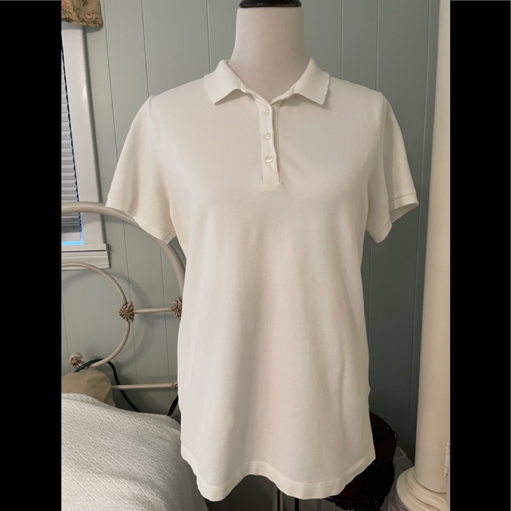 Women’s Lands End Medium White Polo